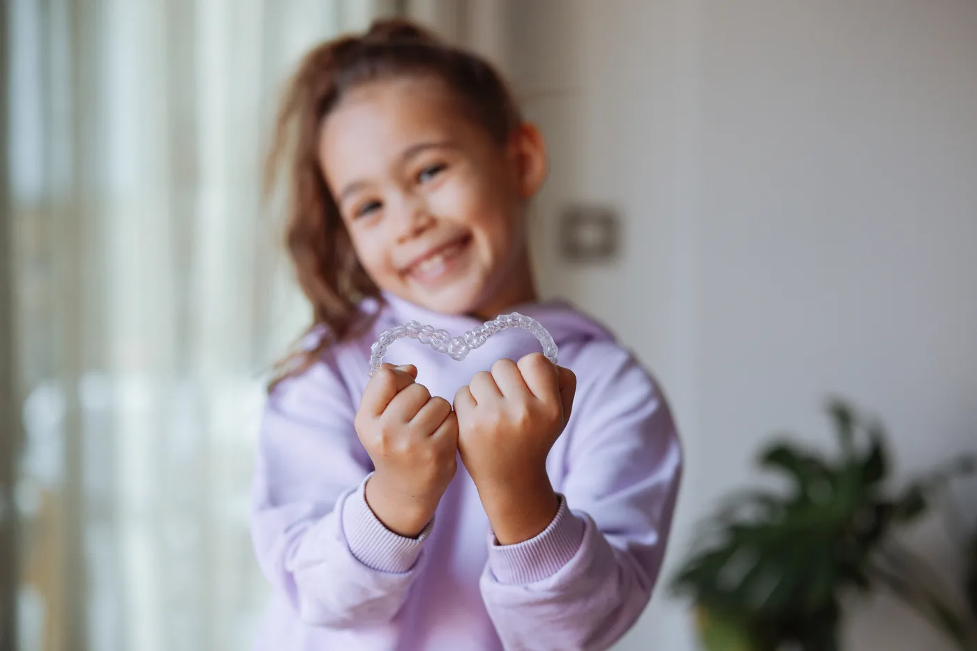 Child being fitted for clear aligners Child being fitted for clear aligners